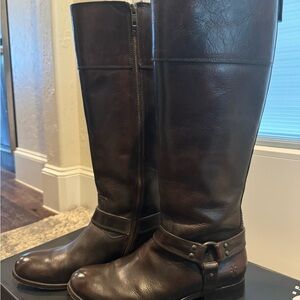 Frye Dark Brown Leather Tall Boots